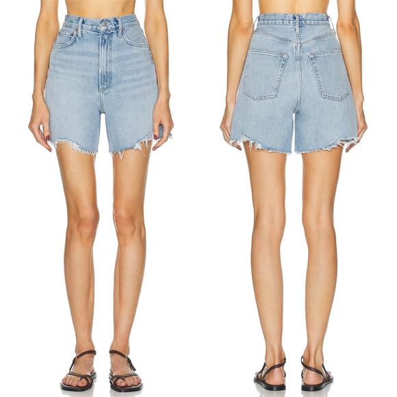 AGOLDE NWT Stella High Rise Baggy Shorts Women’s Size 24 Agreement Frayed Hem - Picture 1 of 7